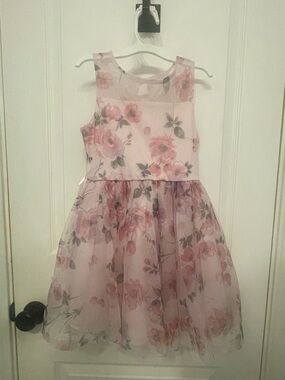 Zhenzi Dusty Pink Floral Tulle Party Dress